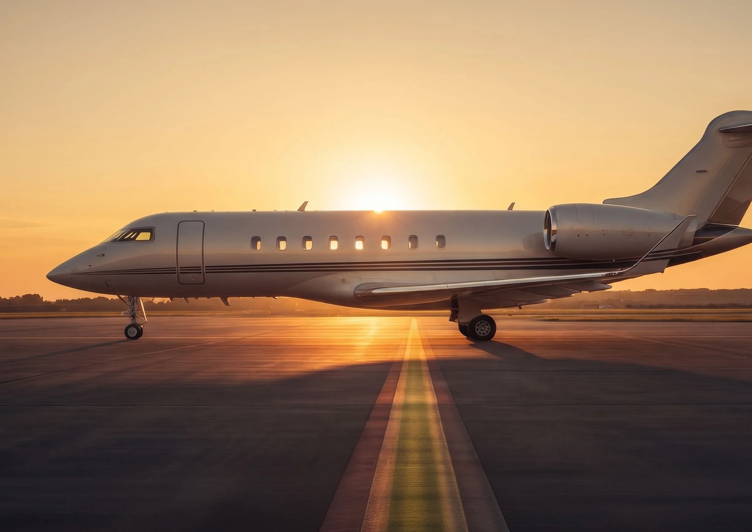 Private jet at golden hour